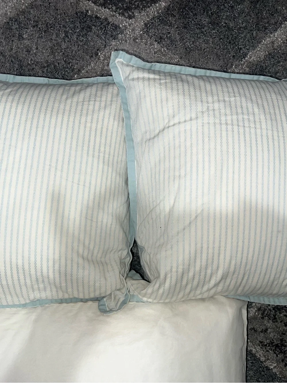 Ralph Lauren Embroidered Floral Accent Pillow in White with Light Blue.